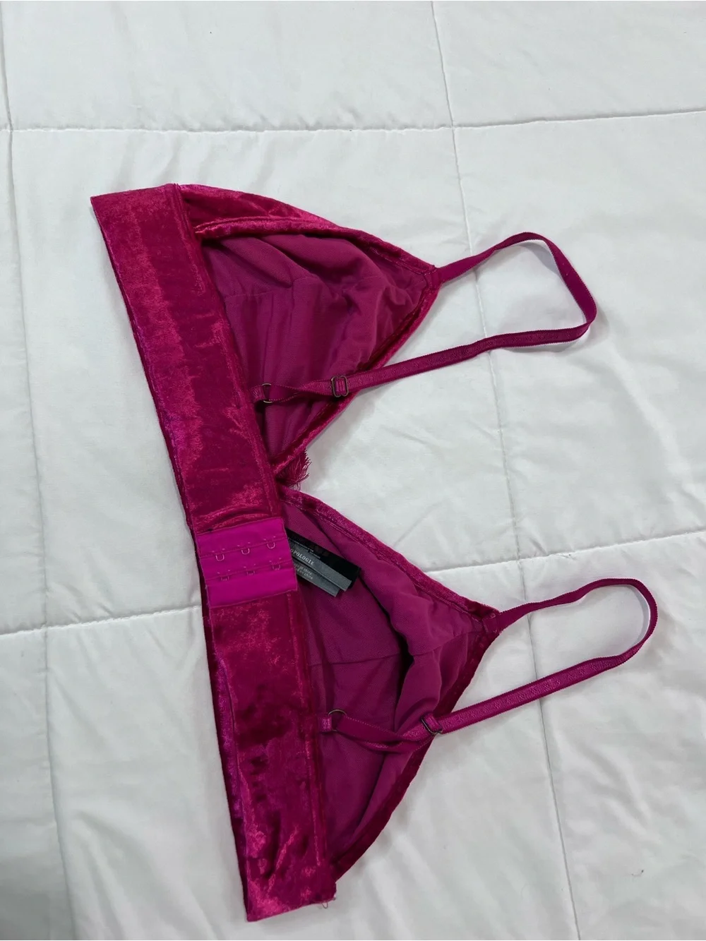 Anthropologie Velvet Tassel Bralette in Fuchsia size XL